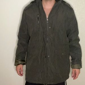 Bleu Grandeur Men’s Green Medium Coat - Fall & Winter Wear - Zip up and Buttons